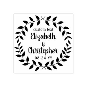 Carimbo De Borracha Rustic Laurel Wreath Simple Country WedsScript