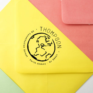 Carimbo De Borracha Rustic Modern Earth Americas Endereço de Devolução