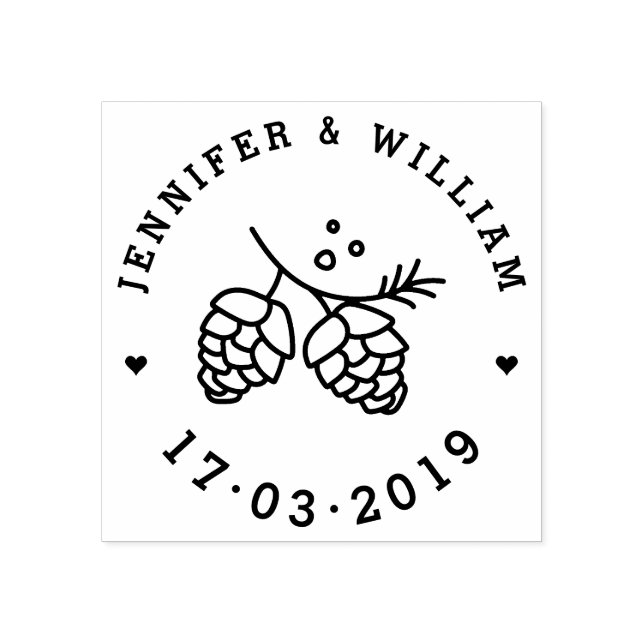 Carimbo De Borracha Rustic Pine Cones Salva A Data De Casamento (Impressão)