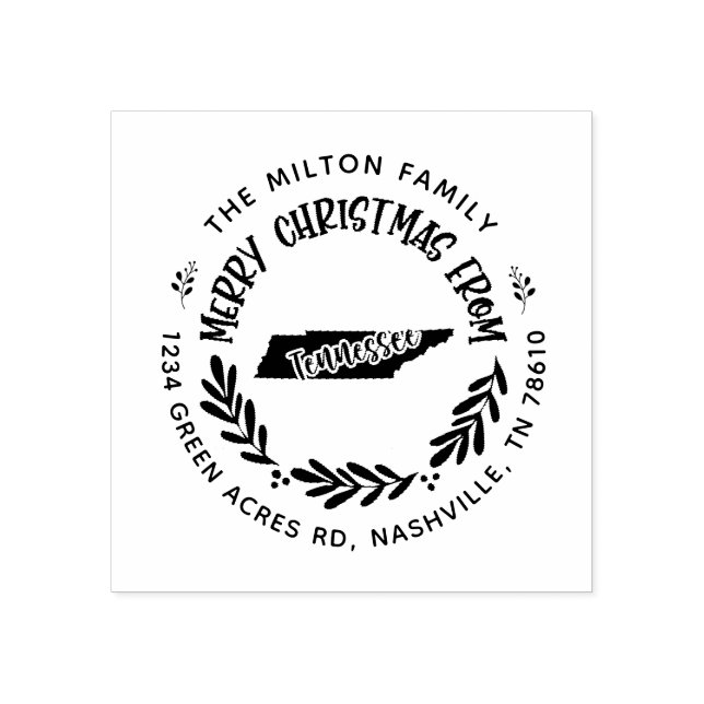 Carimbo De Borracha rustic tennessee merry christmas address (Impressão)
