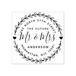Carimbo De Borracha Rustic The Future Sr & Mrs Wedding Return Endereço
