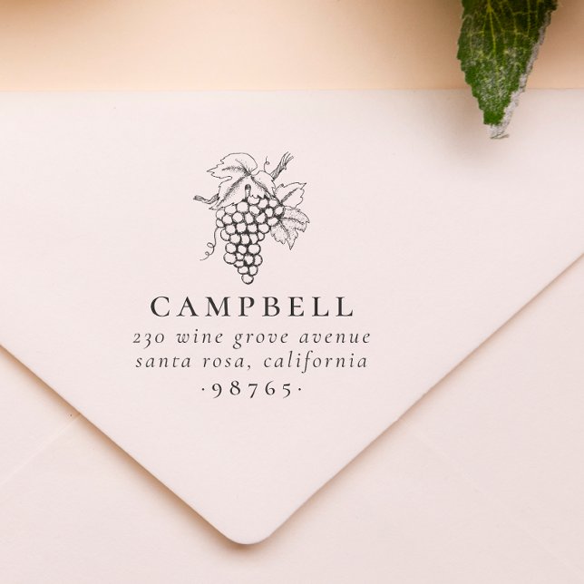 Carimbo De Borracha Rustic Wine Graphics Family Name Endereço de devol (Criador carregado)