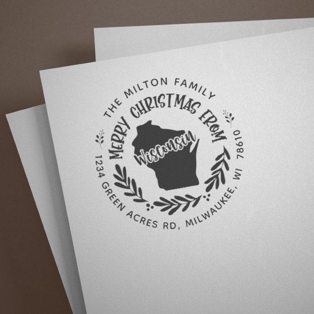 Carimbo De Borracha Rustic Wisconsin Felry Endereço de devolução de Na (Criador carregado)