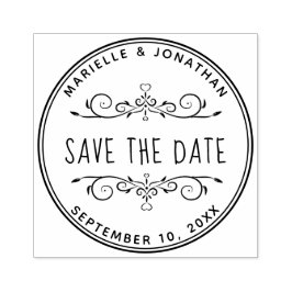 Carimbo De Borracha Salve a data Coração Crie seu próprio endereço de 