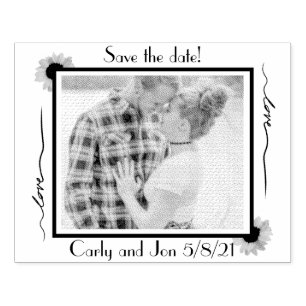 Carimbo De Borracha Salve a data Love Sunflower e sua foto