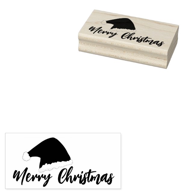 Carimbo De Borracha Santa Clause Hat Felry Script de Natal (Carimbado)