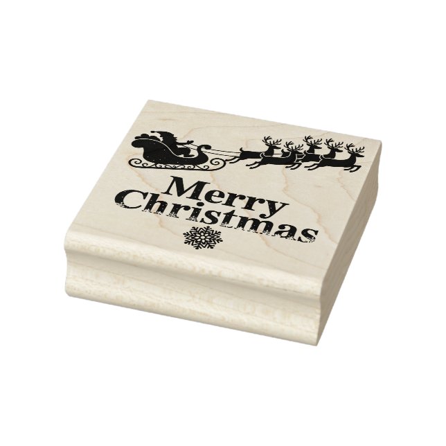Carimbo De Borracha Santa Reindeer Merry Christmas Card Snowflakes  (Carimbo)