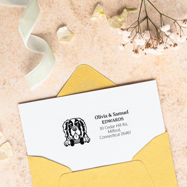 Carimbo De Borracha Santo Bernard Dog Endereço de Devolução (Criador carregado)