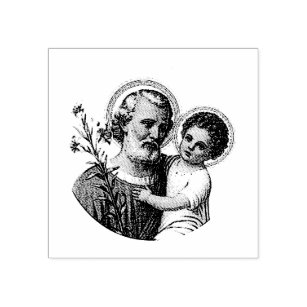 Carimbo De Borracha Santo José com o bebê Jesus