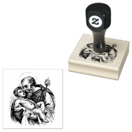 Carimbo De Borracha Santo religioso católico Joseph e Criança Jesus Ru