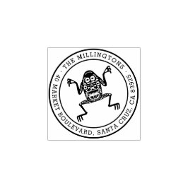 Carimbo De Borracha Sapo étnico | Nome da família redonda e endereço d