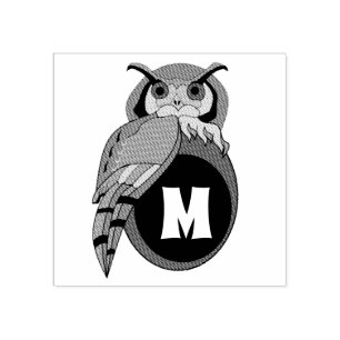 Carimbo De Borracha Scop Owl Monograma