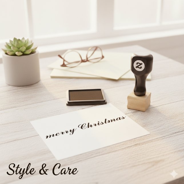 Carimbo De Borracha Script Clássico Elegante Feliz Natal (Classic Elegant Merry Christmas Script Rubber Stamp)