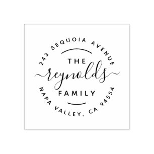 Carimbo De Borracha Script com Letra Mão   Nome da família Endereço de