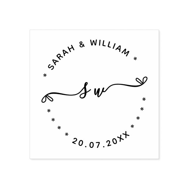 Carimbo De Borracha Script Couple Name initial Save the date Wedding (Impressão)