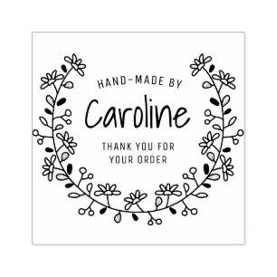 Carimbo De Borracha script de estrutura de flores feito à mão