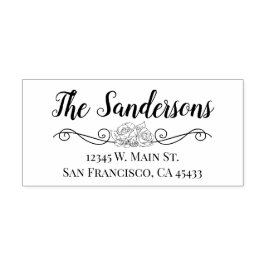 Carimbo De Borracha Script Floral Rosa de Sobrenome da Família de Ende