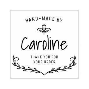 Carimbo De Borracha script floral wreath feito manualmente