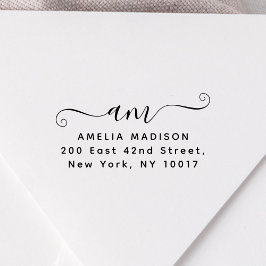 Carimbo De Borracha Script Handwritten Monogram Wood Art Stamp