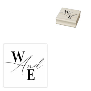 Carimbo De Borracha Script Moderno Elegante Monograma