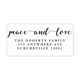 Carimbo De Borracha Script Peace & Love Return Endereço Wooden Stamp