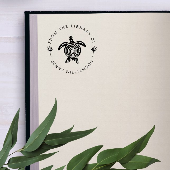 Carimbo De Borracha Sea Turtle Modern Da Biblioteca Do Livro (Criador carregado)