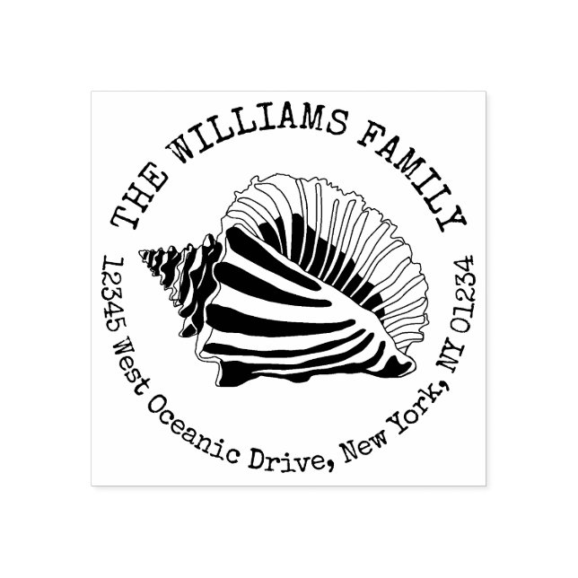 Carimbo De Borracha Seashell Coaster Crie seu próprio endereço de devo (Impressão)