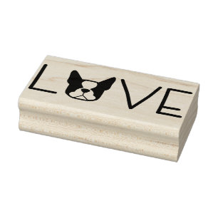 Carimbo De Borracha Selo de Boston Terrier - Boston L O V E