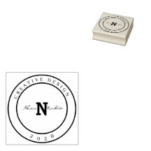 Selo de Madeira de Design Criativo Monograma Minim