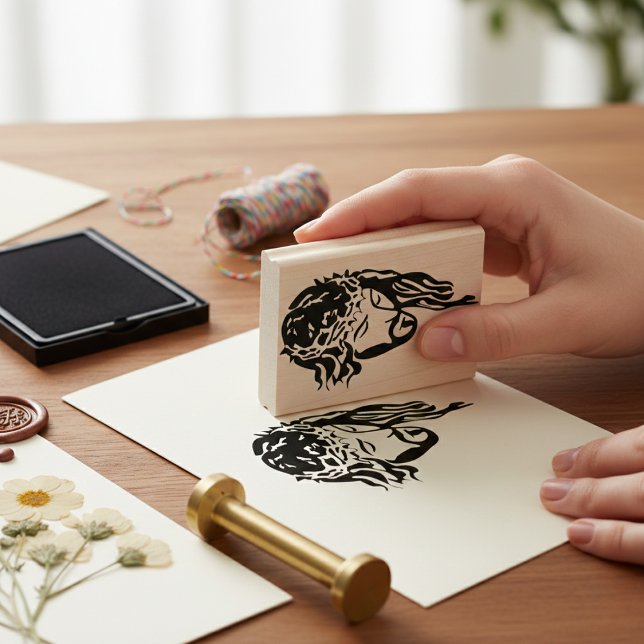 Carimbo De Borracha Selo Silhueta do Cristo Sagrado (Sharing the Gospel through creative hands.)