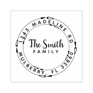 Carimbo De Borracha Setas Circulares Redondas Cartaz Endereço de Reto