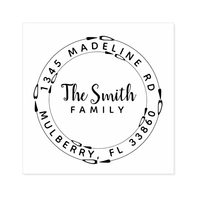 Carimbo De Borracha Setas Circulares Redondas Cartaz Endereço de Retor (Impressão)