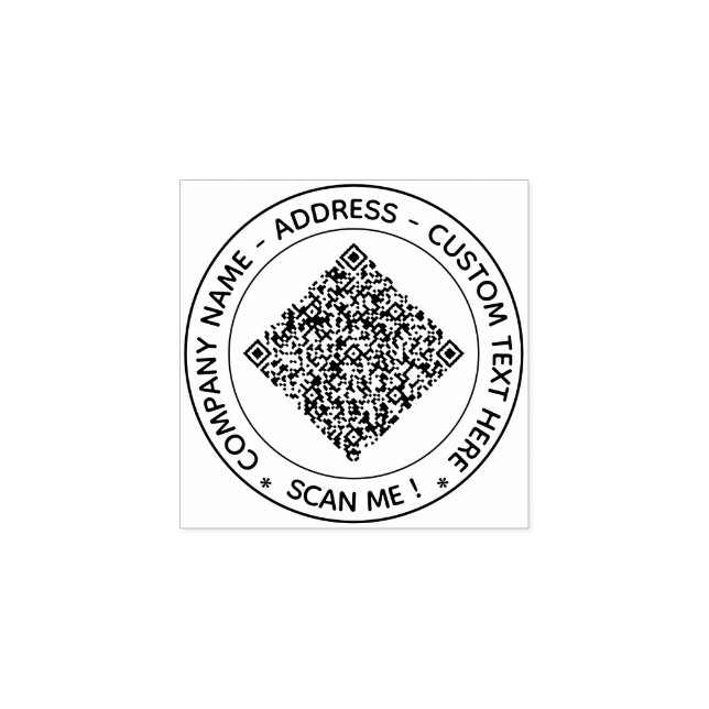 Carimbo De Borracha Seu Código QR e Texto Personalizado Selo Redondo d (Impressão)