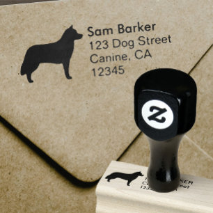 Carimbo De Borracha Siberian Husky Dog Break Silhouette Endereço de Re