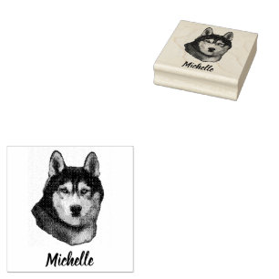 Carimbo De Borracha Siberian Husky Personalizado