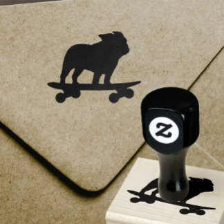 Carimbo De Borracha Silhouette Bulldog do Skate | Cachorro Legal