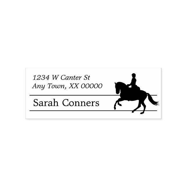 Carimbo De Borracha Silhouette Equestrian Return Address (Impressão)