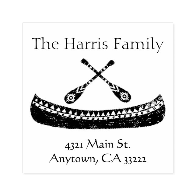 Carimbo De Borracha Silhueta de Canoa Tribal Personalizada (Impressão)