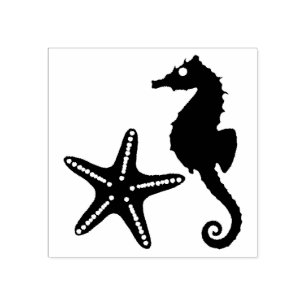 Carimbo De Borracha Silhueta de Peixes de Costeiro e Estrelas