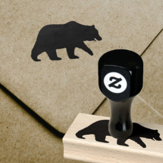Carimbo De Borracha Silhueta de urso Grizzly Animais Selvagens