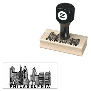 Carimbo De Borracha Silhueta do horizonte de Filadélfia 