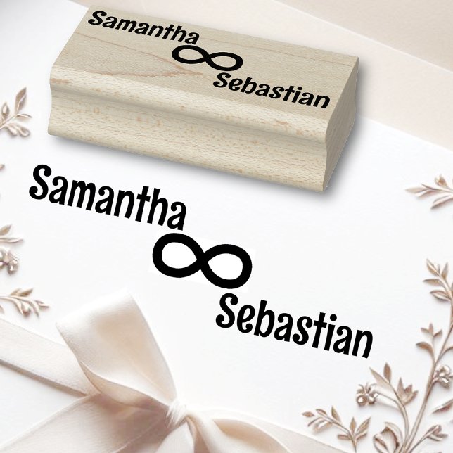 Carimbo De Borracha Símbolo Infinito Simples Personalizar Dois Nomes (Criador carregado)