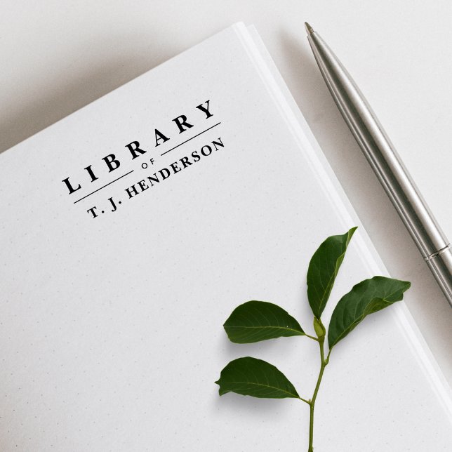 Carimbo De Borracha Simple Elegant Typography Custom Name Library Book (Criador carregado)