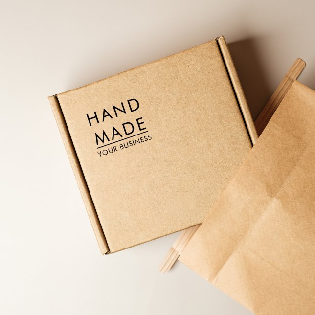 Carimbo De Borracha Simple Minimalist Handmade Custom Business Name (Criador carregado)
