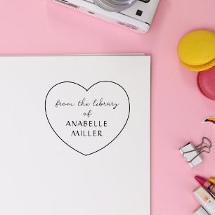 Carimbo De Borracha Simples Coração Personalizada Do Livro Biblioteca