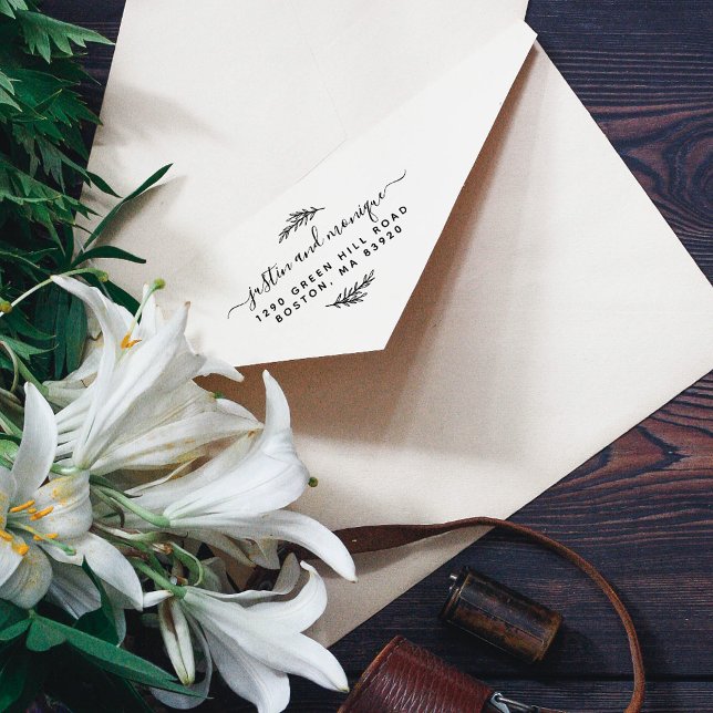 Carimbo De Borracha Simples Deixa Endereço de Devolução de Casamento d (Criador carregado)