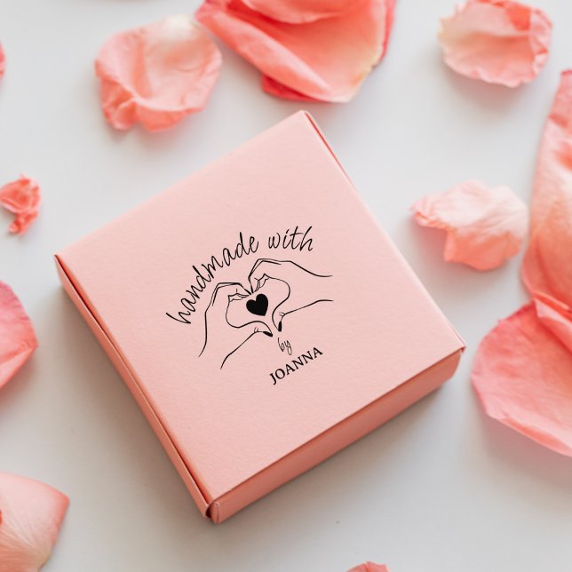 Carimbo De Borracha Simples feito à mão com amor, personalizado (Criador carregado)