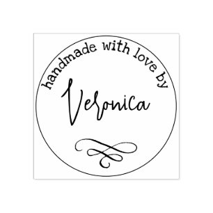 Carimbo De Borracha Simples Fita À Mão Com Amor Pelo Nome Personalizad