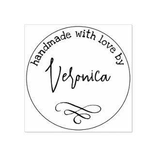 Carimbo De Borracha Simples Fita À Mão Com Amor Pelo Nome Personalizad