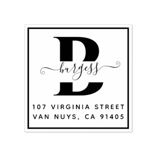 Carimbo De Borracha Simples Quadrado Monográfico Manuscrito